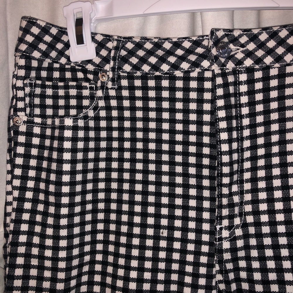 Gingham Print Skinny Jeans